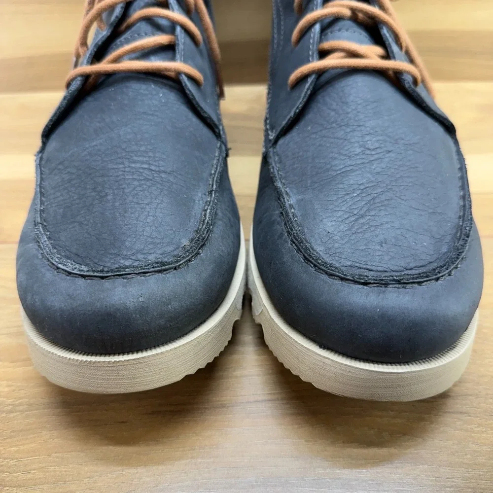 Sorel Kezar Moc Toe Mens Boots 13 Coal‎ Faded Black Leather Wedge Lace Up